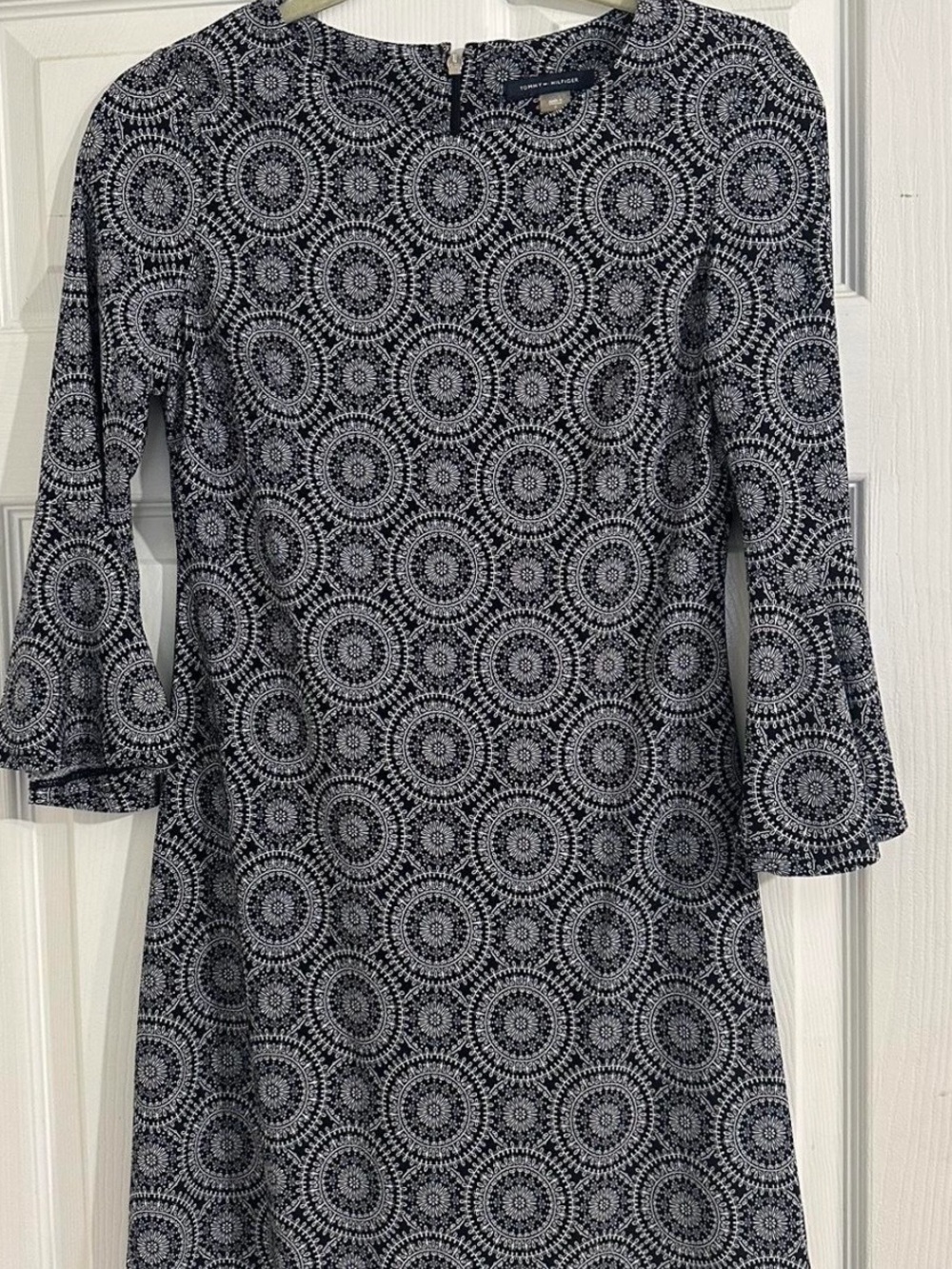 Tommy Hilfiger Black & White Patterned Fit-and-Flare Dress